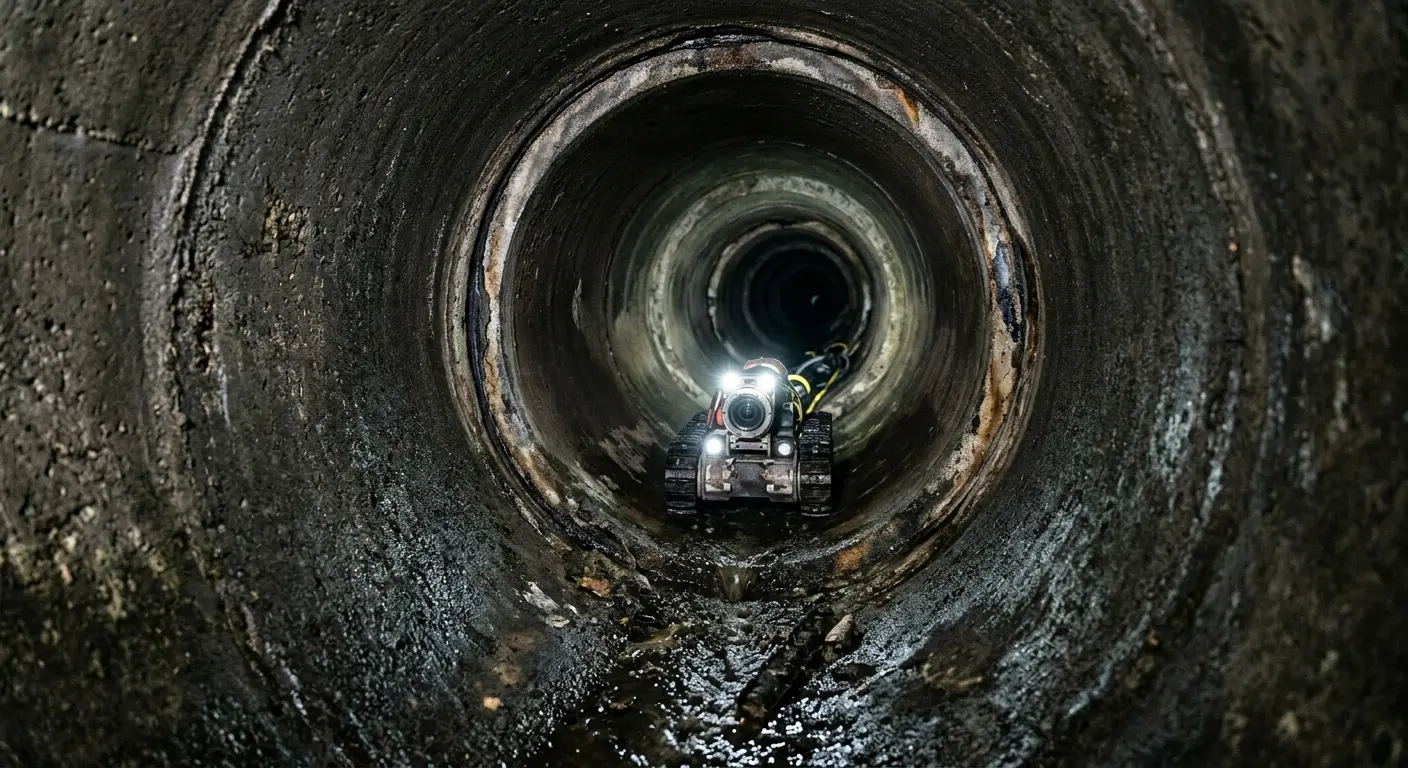 Robotic sewer camera inspecting pipe interior for Drain Snake Service in Parkland